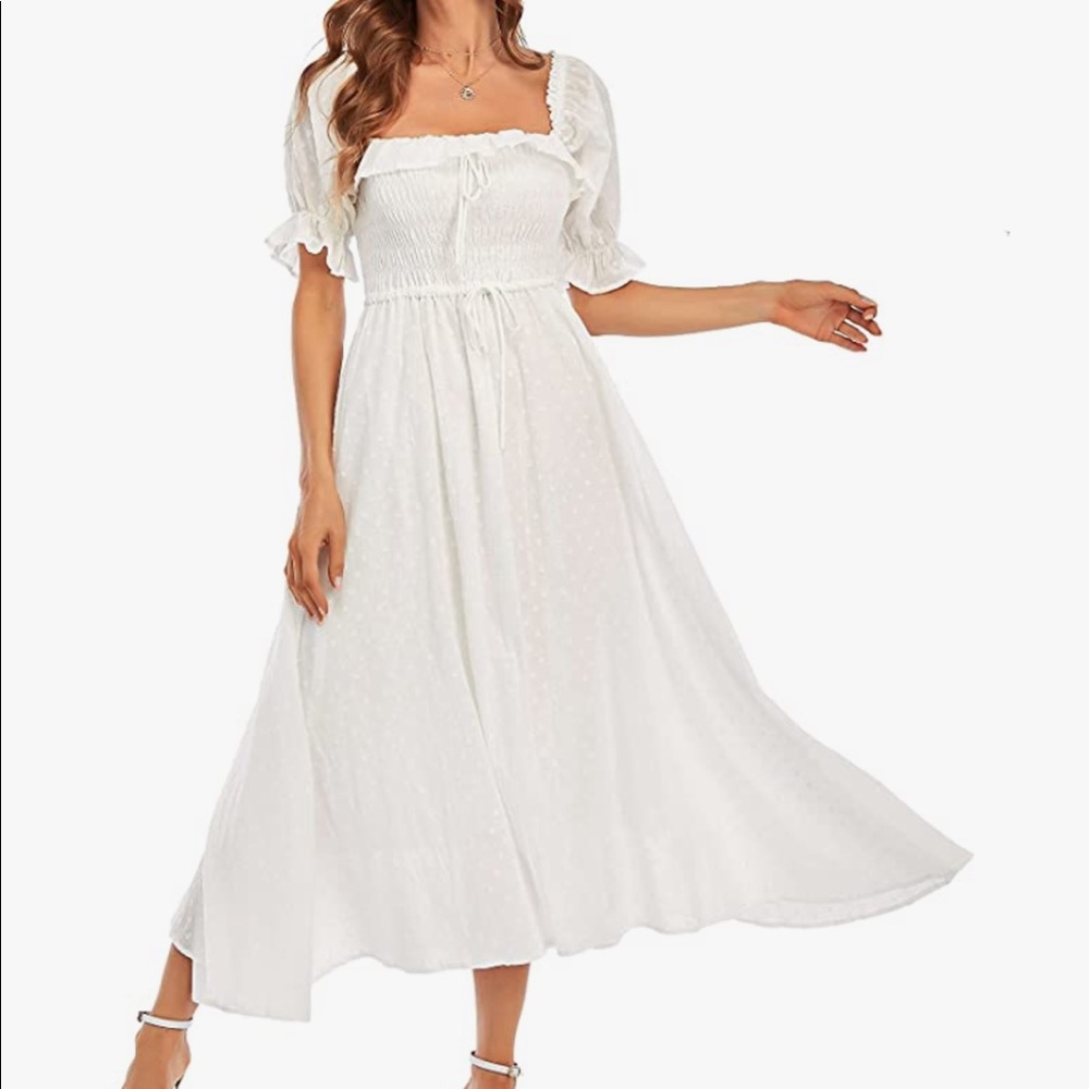 R. Yiposha White Boho Dress L